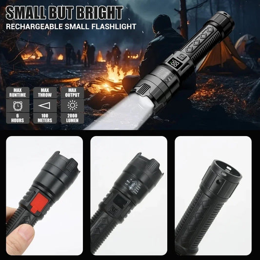 "2000LM USB Rechargeable Tactical LED Flashlight"