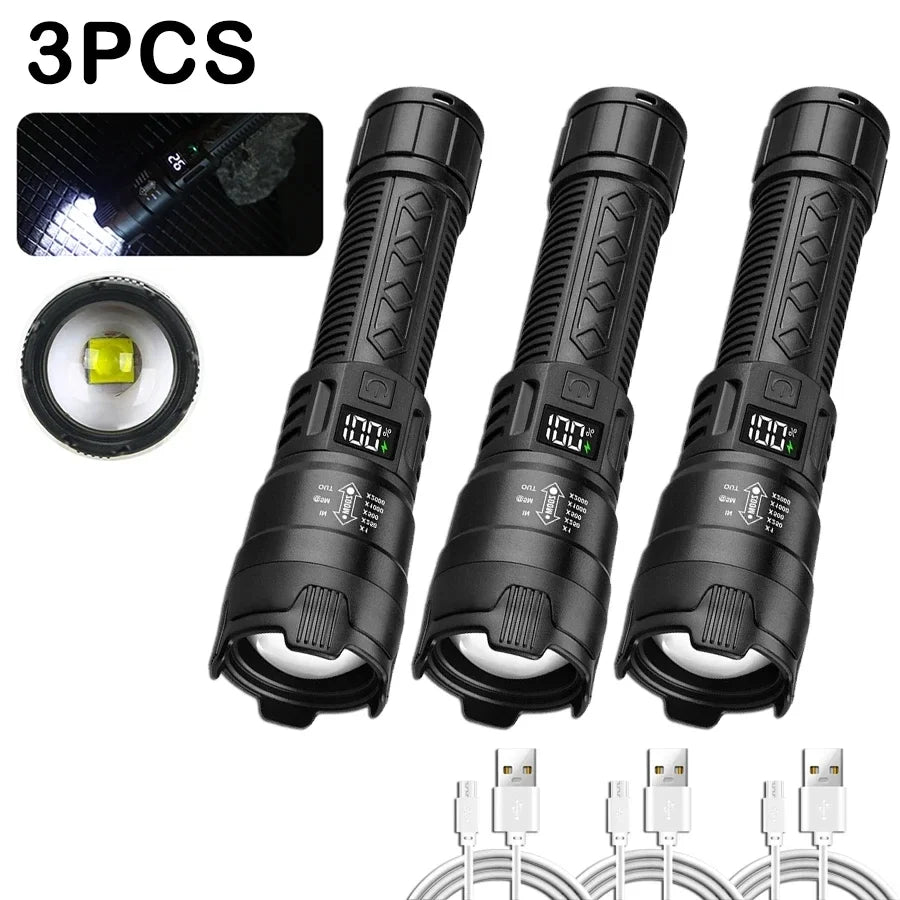 "2000LM USB Rechargeable Tactical LED Flashlight"