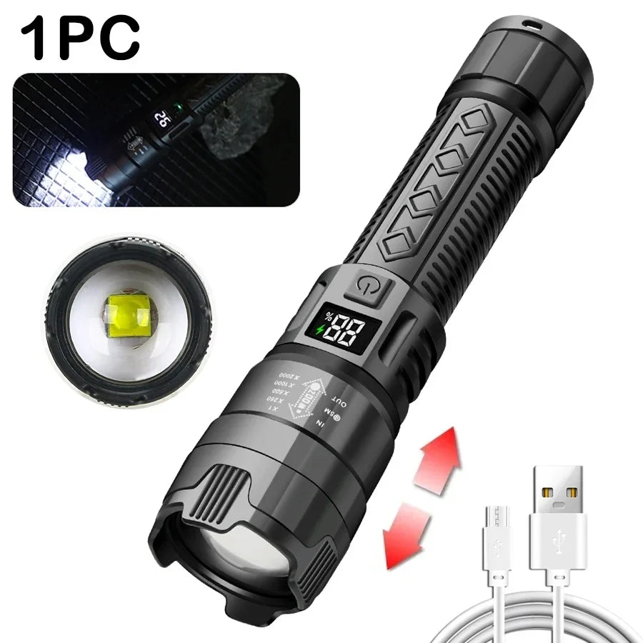 "2000LM USB Rechargeable Tactical LED Flashlight"